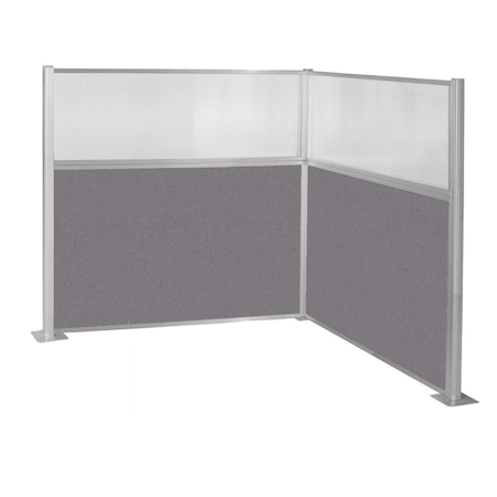 Versare Pre-Configured Hush Panel Cubicle (L Shape) 6' x 6' W/ Window Slate Fabric 1859338